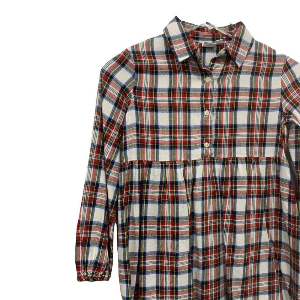 Gap Girls Size M Plaid‎ Shirt Dress Long Sleeve White Red Navy Checked - Picture 5 of 7